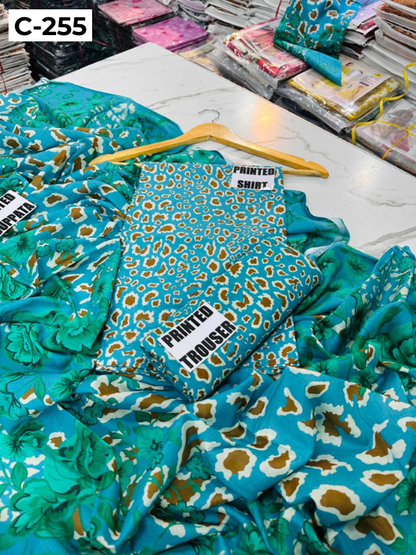 MIRHA LAWN DIGITAL PRINTED 3PC | DS C255 |