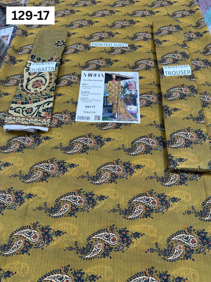 VOL 129 | DS 17 | DIGITAL PRINTED BANADORA LAWN 3PC VOIL LAWN DUPATTA