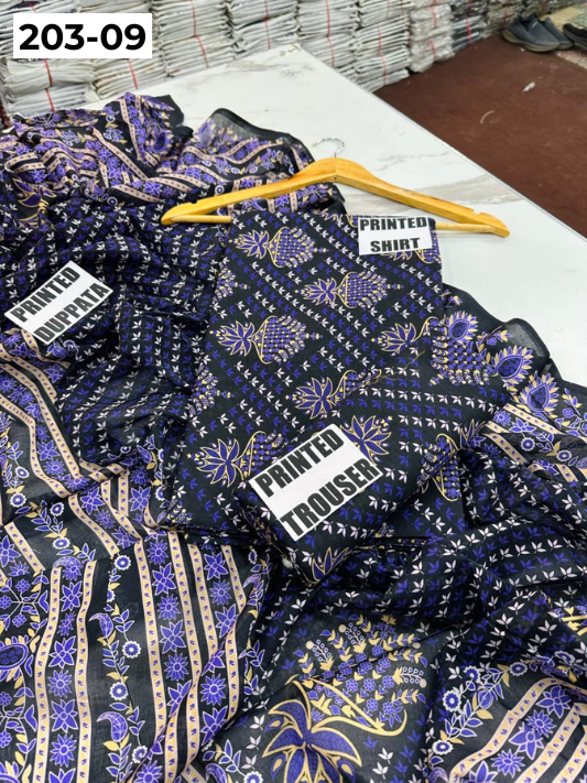 VOL 203 | DS 09 | DIGITAL PRINTED BANADORA LAWN 3PC VOIL LAWN DUPATTA