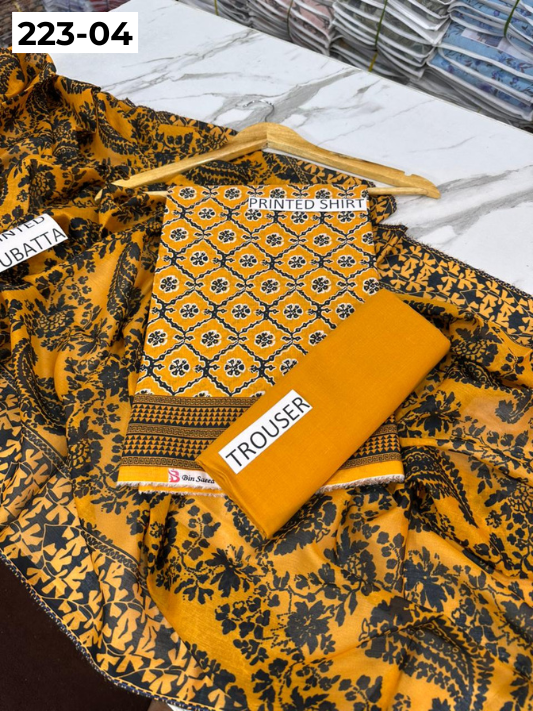 VOL 223 | DS 04 | SAPPHIRE LAWN | DIGITAL PRINTED BANADORA LAWN SHIRT PLAIN TROUSER VOIL LAWN DUPATTA
