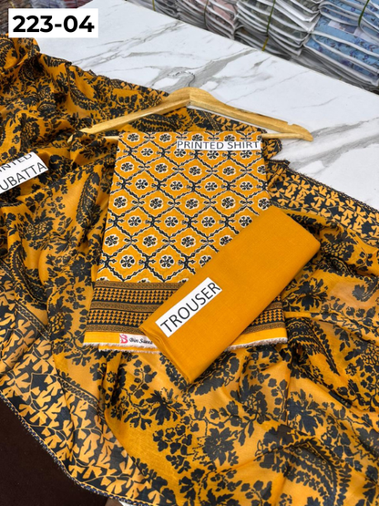 VOL 223 | DS 04 | SAPPHIRE LAWN | DIGITAL PRINTED BANADORA LAWN SHIRT PLAIN TROUSER VOIL LAWN DUPATTA