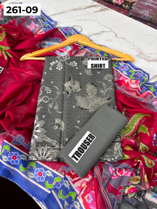 VOL 261 | DS 09 | m basics By Maria-B | DIGITAL PRINTED LAWN THREE PIECES