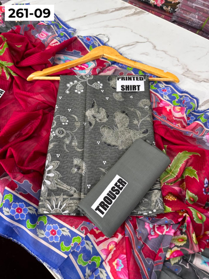 VOL 261 | DS 09 | m basics By Maria-B | DIGITAL PRINTED LAWN THREE PIECES