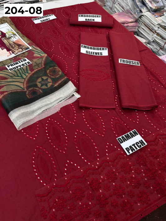 Vol 204 | DS 08 | LAWN EMBROIDERED THREE PIECE COLLECTION