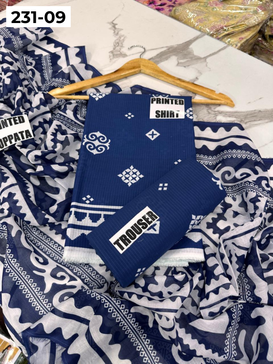VOL 231 | DS 09 | Baroque LAWN |  DIGITAL PRINTED LAWN THREE PIECES BANADORA LAWN SHIRT VOIL LAWN DUPATTA