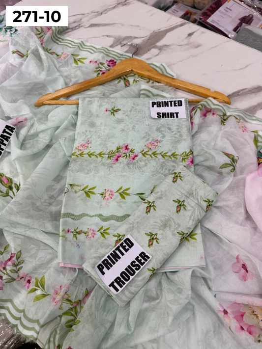 VOL 271 | DS 10 | Sana safinaz | DIGITAL PRINTED 3PC LAWN SHIRT, PRINTED TROUSER, PRINTED VOIL DUPATTA