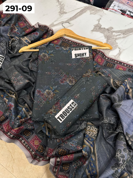 VOL 291 | DS 09 | PREMIUM CORDUROY DHANAK WINTER COLLECTON - DIGITAL PRINTED 3 PIECE SUIT | PRINTED ALLOVER SHIRT & TROUSER | PRINTED DUPATTA