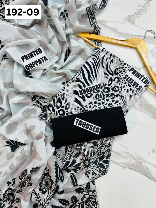 VOL 192 | DS 09 | DIGITAL PRINTED KHADDAR 3PC DYED TROUSER
