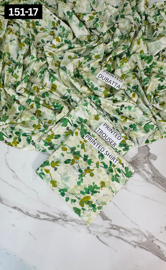 VOL 151 | DS 17 | DIGITAL PRINTED LINEN 3PC LINEN DUPATTA