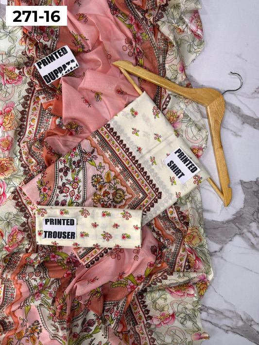 VOL 271 | DS 16 | Sana safinaz | DIGITAL PRINTED 3PC LAWN SHIRT, PRINTED TROUSER, PRINTED VOIL DUPATTA