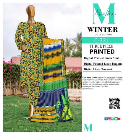 DIGITAL PRINTED LINEN 3PC | DS C321 |