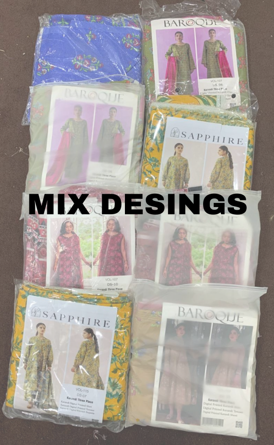 VOL 172 | MIX DESINGS |  DIGITAL PRINTED KARANDI 3PC KARANDI DUPATTA