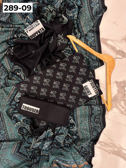 VOL 289 | DS 09 | PREMIUM DHANAK WINTER COLLECTON - DIGITAL PRINTED 3 PIECE SUIT | Printed Allover Shirt | Plain Dyed Matching Trouser | Printed Dupatta