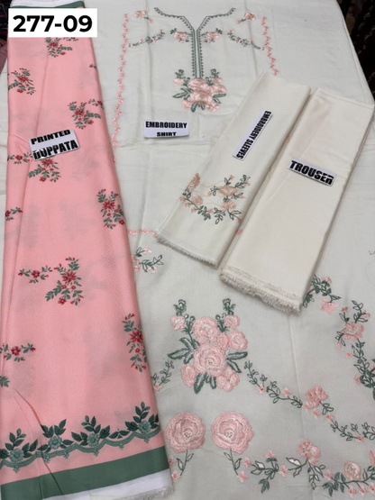 VOL 277 | DS 09 | DHANAK EMBROIDERED WOOL SHAWL 3PC