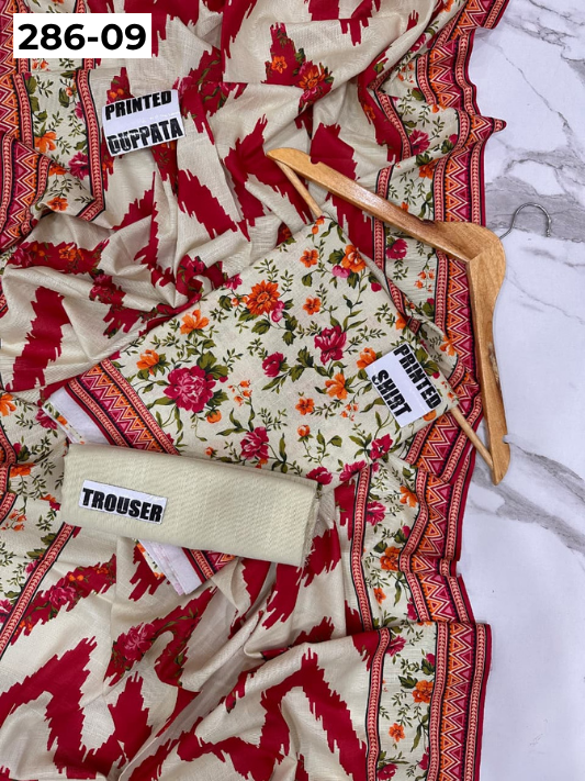 VOL 286 | 09 | BINSAEED | DIGITAL PRINTED 3PC KHADDAR SUIT | PRINTED SHIRT, TROUSER & DUPATTA