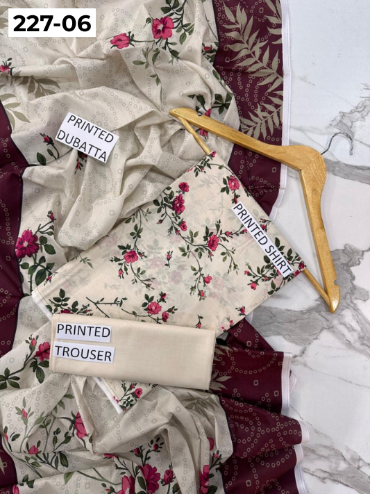 VOL 227 | DS 06 | DIGITAL PRINTED LAWN 3PC PRINTED LAWN SHIRT PLAIN TROUSER PRINTED LAWN DUPATTA