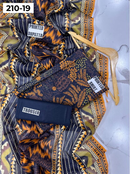VOL 210 | DS 19 | SAPPHIRE LAWN 3PC DIGITAL PRINTED LAWN SHIRT VOIL LAWN DUPATTA DYED TROUSER