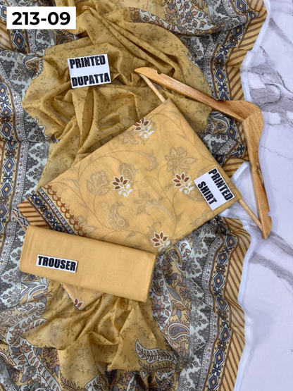 VOL 213 | DS 09 | SHANAYA LAWN DIGITAL PRINTED LAWN SHIRT PLAIN TROUSER VOIL LAWN DUPATTA