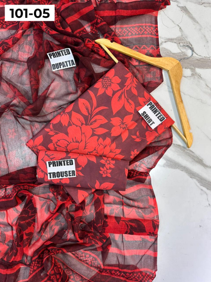 VOL 101 | DS 05 | DIGITAL PRINTED LAWN 3PC BAMBER CHIFFON DUPATTA