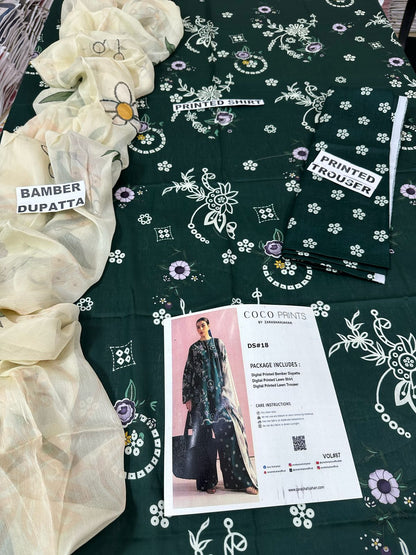 VOL 87 | DS 18 | DIGITAL PRINTED LAWN 3PC BEMBER DUPATTA