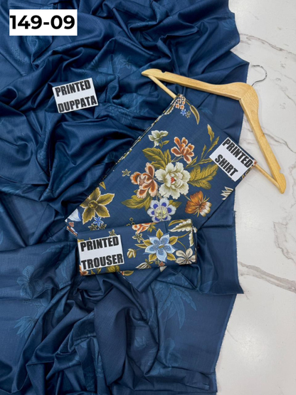 VOL 149 | DS 09 | DIGITAL PRINTED LAWN 3PC VOIL LAWN DUPATTA