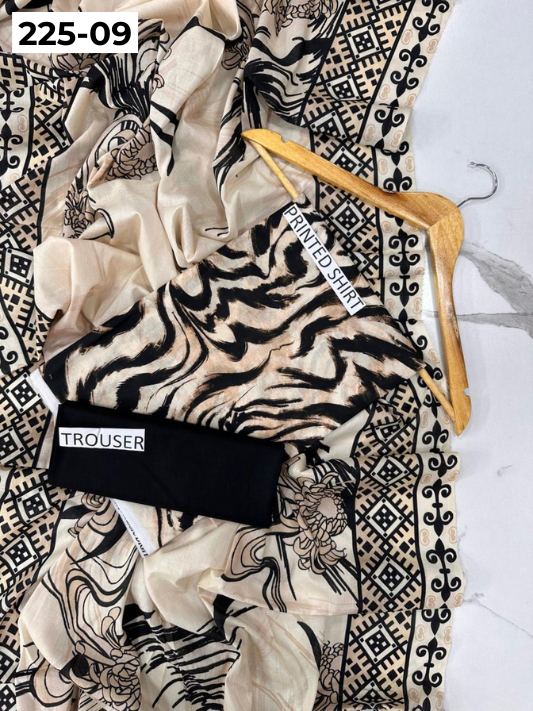 VOL 225 | DS 09 | Mirha LAWN |  DIGITAL PRINTED LAWN 3PC PRINTED LAWN SHIRT PLAIN TROUSER PRINTED LAWN DUPATTA