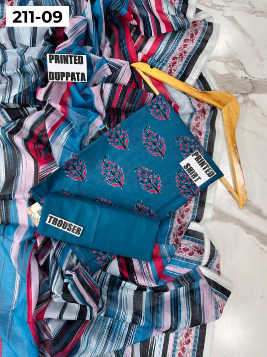 MADHAM BY LALA LAWN 3PC VOL 211 | DS 09 | DIGITAL PRINTED LAWN SHIRT VOIL LAWN DUPATTA DYED TROUSER