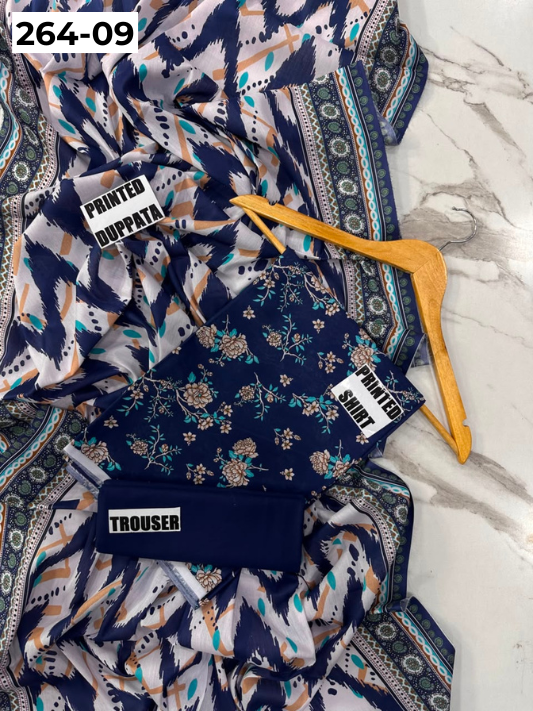 VOL 264 | DS 09 | Mirha LAWN | DIGITAL PRINTED LAWN 3PC PRINTED LAWN SHIRT PLAIN TROUSER PRINTED LAWN DUPATTA