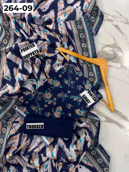 VOL 264 | DS 09 | Mirha LAWN | DIGITAL PRINTED LAWN 3PC PRINTED LAWN SHIRT PLAIN TROUSER PRINTED LAWN DUPATTA