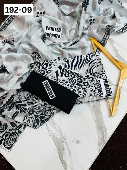 VOL 192 | DS 09 | DIGITAL PRINTED KHADDAR 3PC DYED TROUSER