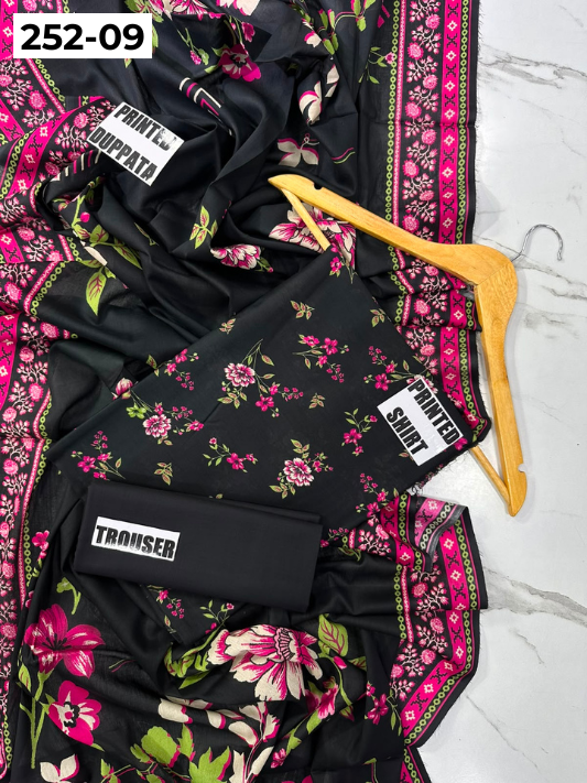 VOL 252 | DS 09 | Mirha LAWN | DIGITAL PRINTED LAWN 3PC PRINTED LAWN SHIRT PLAIN TROUSER PRINTED LAWN DUPATTA
