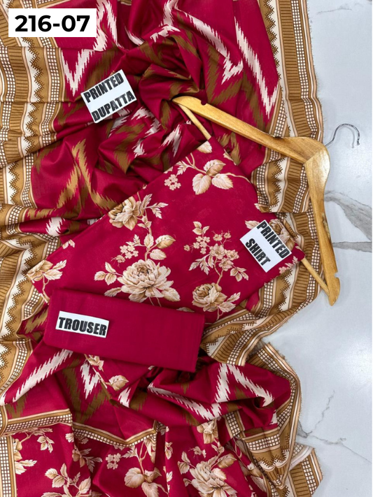 VOL 216 | DS 07 | Mirha LAWN 3PC | DIGITAL PRINTED LAWN SHIRT PLAIN TROUSER LAWN DUPATTA