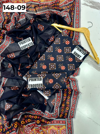 VOL 148 | DS 09 | DIGITAL PRINTED LAWN 3PC VOIL LAWN DUPATTA