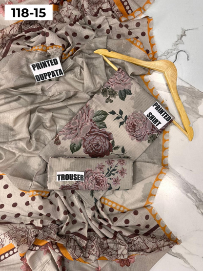 VOL 118 | DS 15 | DIGITAL PRINTED BANADORA LAWN 3PC VOIL LAWN DUPATTA