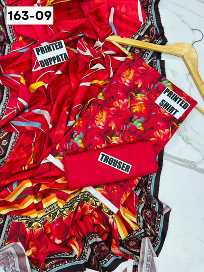 VOL 163 | DS 09 | DIGITAL PRINTED LINEN 3PC LINEN DUPATTA