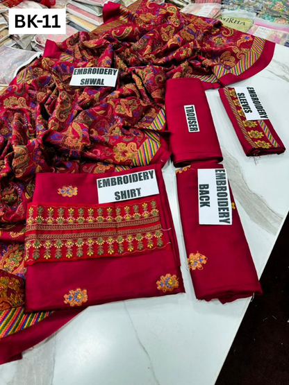 BAREEZE KARANDI | DS 11 | KARANDI EMBROIDERED 3PC WITH EMBROIDERED SHAWL