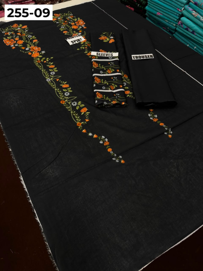 VOL 255 | DS 09 | PRINTED HIT CODES LAWN 2PC | DIGITAL PRINTED LAWN SHIRT PLAIN COTTON TROUSER
