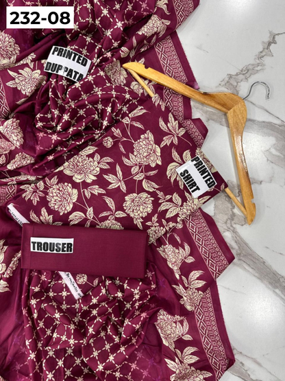 VOL 232 | DS 08 | Sapphire LAWN |  DIGITAL PRINTED LAWN THREE PIECES LAWN SHIRT LAWN DUPATTA