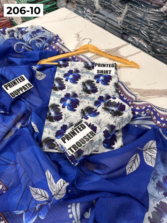 VOL 206 | DS 10 | DIGITAL PRINTED TANADORA LAWN 3PC VOIL LAWN DUPATTA