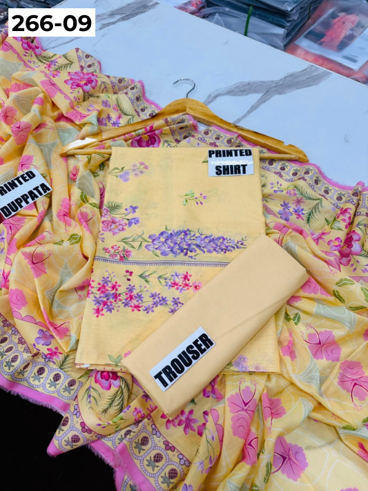 VOL 266 | DS 09 | AFSAANAH By SHANAYA | DIGITAL PRINTED 3PC LAWN SHIRT, DYED TROUSER, PRINTED VOIL DUPATTA