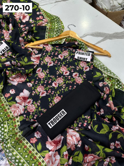 VOL 270 | DS 10 | Mirha LAWN |  DIGITAL PRINTED LAWN 3PC PRINTED LAWN SHIRT PLAIN TROUSER PRINTED LAWN DUPATTA