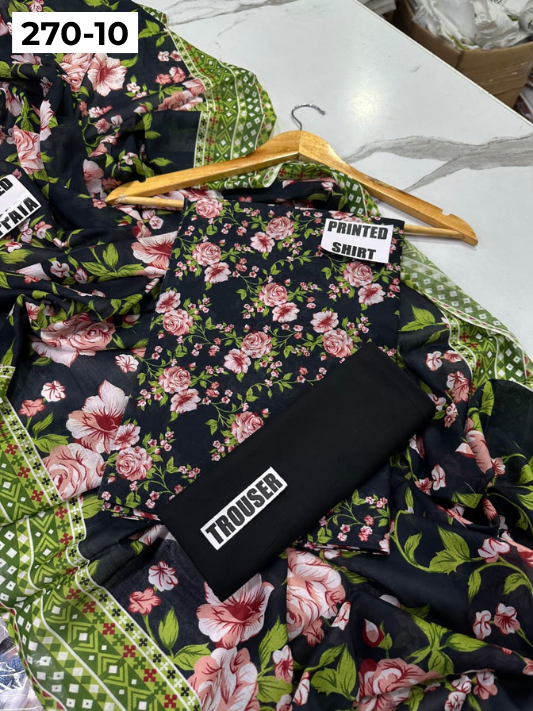 VOL 270 | DS 10 | Mirha LAWN |  DIGITAL PRINTED LAWN 3PC PRINTED LAWN SHIRT PLAIN TROUSER PRINTED LAWN DUPATTA