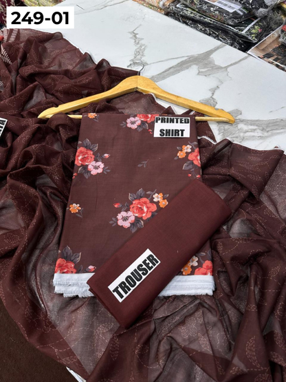 VOL 249 | DS 01 | Momina | DIGITAL PRINTED 3PC LAWN SHIRT, PRINTED TROUSER, PRINTED VOIL DUPATTA