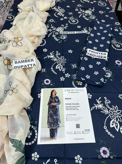 VOL 87 | DS 19 | DIGITAL PRINTED LAWN 3PC BEMBER DUPATTA