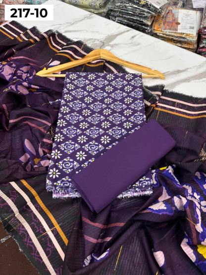 VOL 217 | DS 10 | BinSaeed LAWN DIGITAL PRINTED BANADORA LAWN SHIRT PLAIN TROUSER TARKASHI FANCY DUPATTA