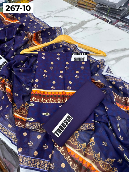 VOL 267 | DS 10 | Mirha LAWN |  DIGITAL PRINTED LAWN 3PC PRINTED LAWN SHIRT PLAIN TROUSER PRINTED LAWN DUPATTA