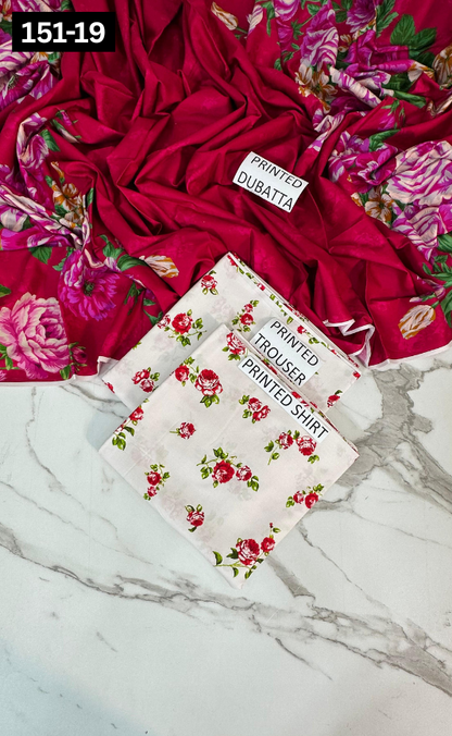 VOL 151 | DS 19 | DIGITAL PRINTED LINEN 3PC LINEN DUPATTA