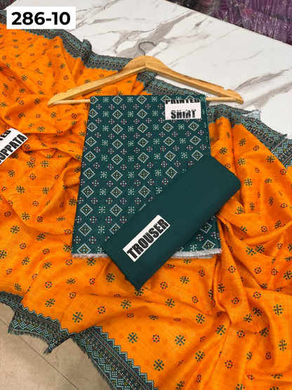 VOL 286 | 10 | BINSAEED | DIGITAL PRINTED 3PC KHADDAR SUIT | PRINTED SHIRT, TROUSER & DUPATTA