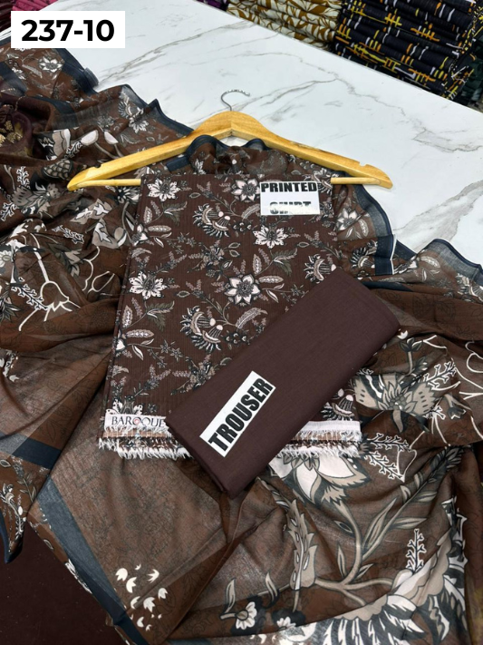 VOL 237 | DS 10 | DIGITAL PRINTED BANADORA LAWN SHIRT, PLAIN TROUSER, PRINTED LAWN DUPATTA