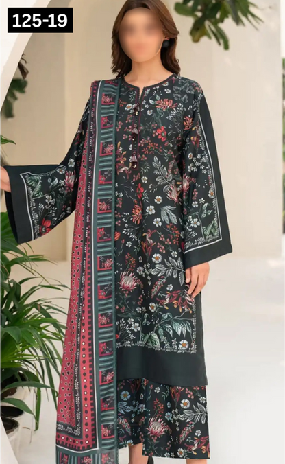VOL 125 | DS 19 | DIGITAL PRINTED BANADORA LAWN 3PC VOIL LAWN DUPATTA